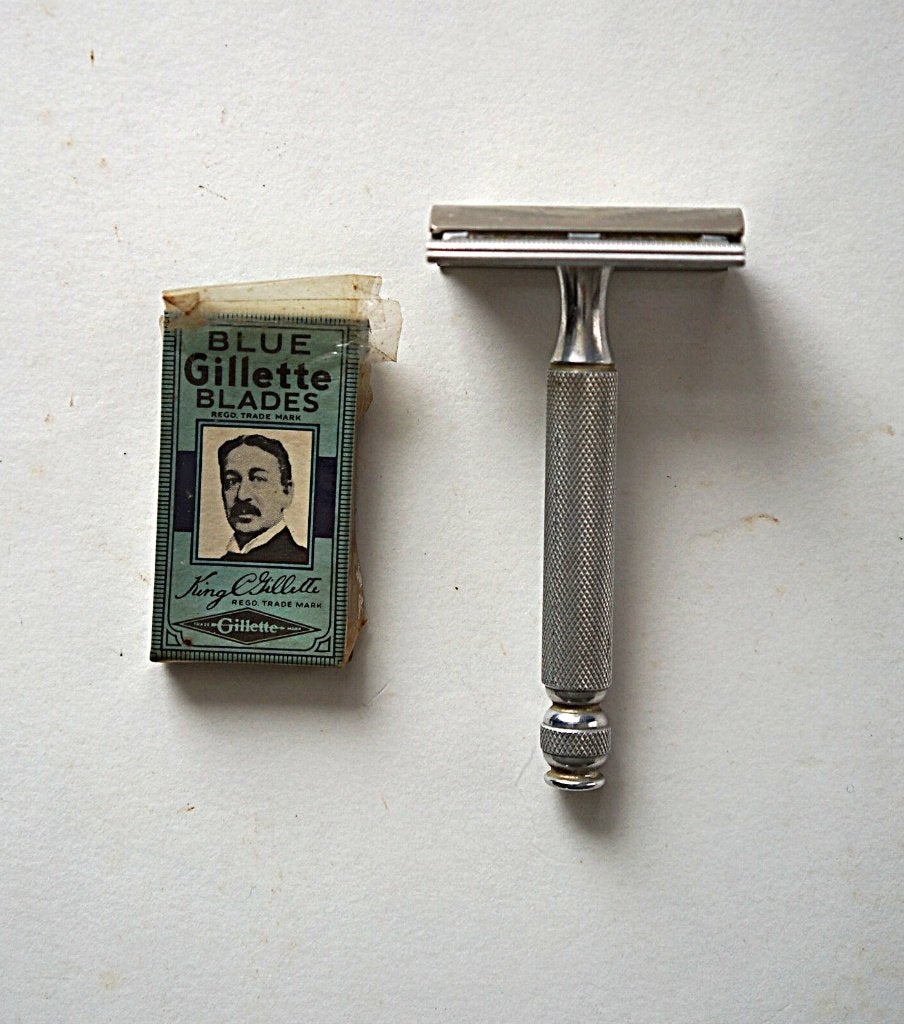 vintage scheermes gilette tech? made in england aluminium, Ophalen of Verzenden, Gebruikt, Gehele gezicht, Verzorging