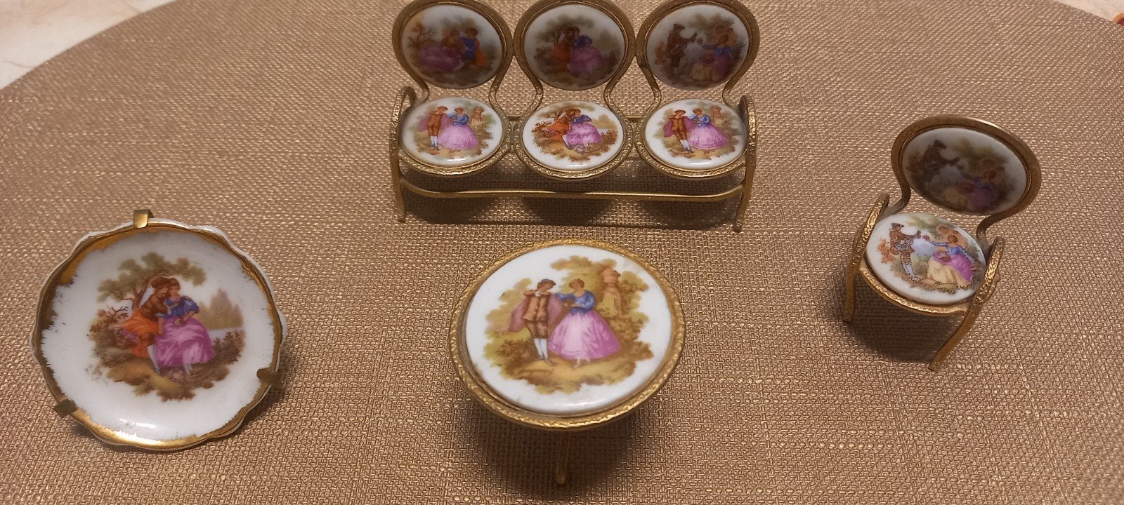 Vintage Porselein Limoges Frankrijk Miniatuur Fragonard, Ophalen of Verzenden