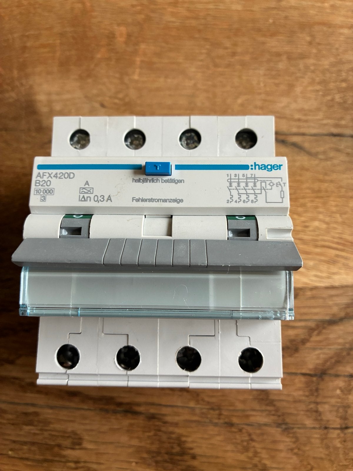 Hager HACO 4-polige aardlekautomaat AFX420D B20, Ophalen of Verzenden, Nieuw, Hager, Aardlekautomaat