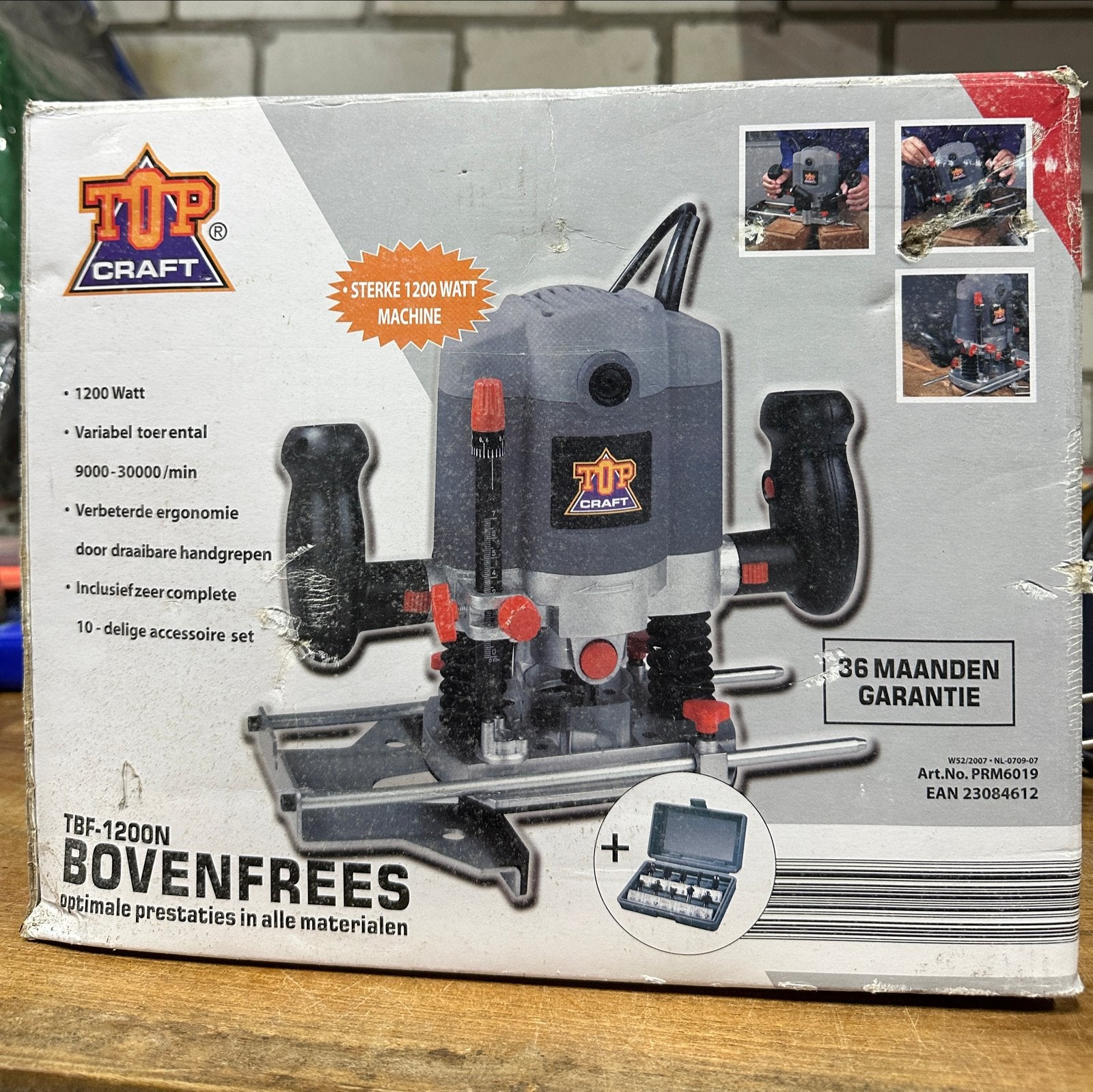 Nieuwe Bovenfrees 1200W - Ongebruikt en Compleet in Doos, Ophalen of Verzenden, Nieuw, Elektrisch, Bovenfrees