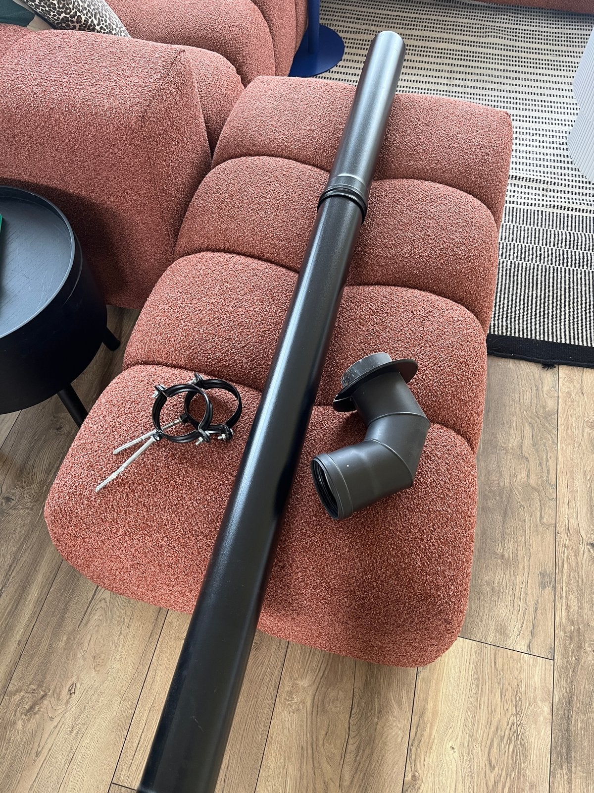 Zwart RVS Kachelpijp Set 75mm - 100cm, 50cm, 90 graden bocht, Ophalen, Zo goed als nieuw, Overige soorten