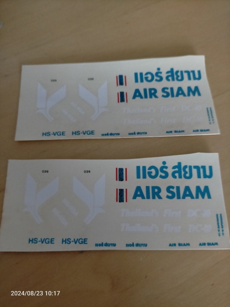 Decals Air siam Dc10, Ophalen of Verzenden, Schaalmodel