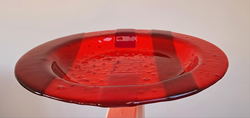 Prachtige mondgeblazen XXL rode schaal, Ophalen of Verzenden