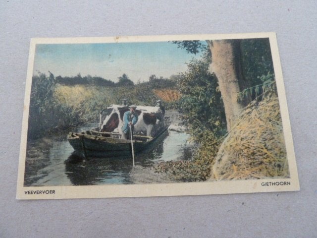 Giethoorn circa 1955 Veevervoer, Ophalen of Verzenden, 1940 tot 1960, Ongelopen, Overijssel