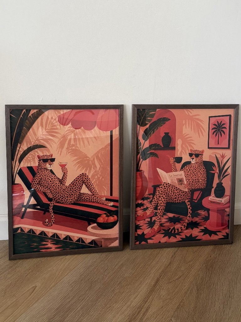 Cheetah Poster Set – 2 stijlvolle posters (30  40 cm), Minder dan 50 cm, Oorspronkelijke maker, Verzenden, Nieuw