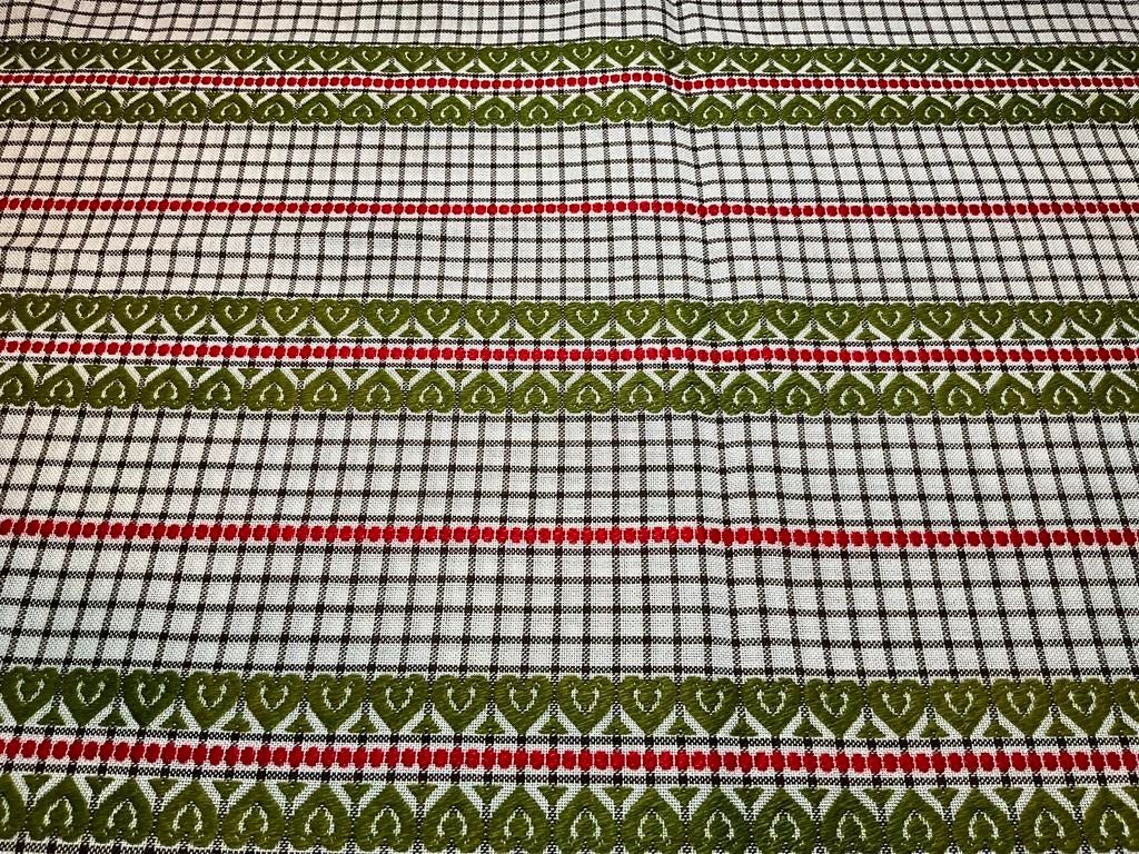 Vintage retro gordijnen groen wit rood als nieuw, Hobby en Vrije tijd, Stoffen en Lappen, Zo goed als nieuw, Katoen, 30 tot 120 cm