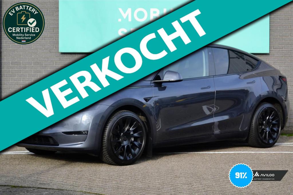 Tesla Model Y Long Range AWD 75 kWh SOH91% Pano LED Leder AU, Gebruikt, Leder, 351 pk, 1600 kg