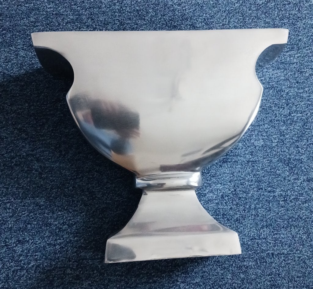 Zilverkleurige metalen vaas, 31 cm, Gebruikt, Ophalen of Verzenden, Geschikt voor droogbloemen
