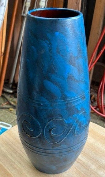 Blauw zwarte vaas, Ophalen, Blauw