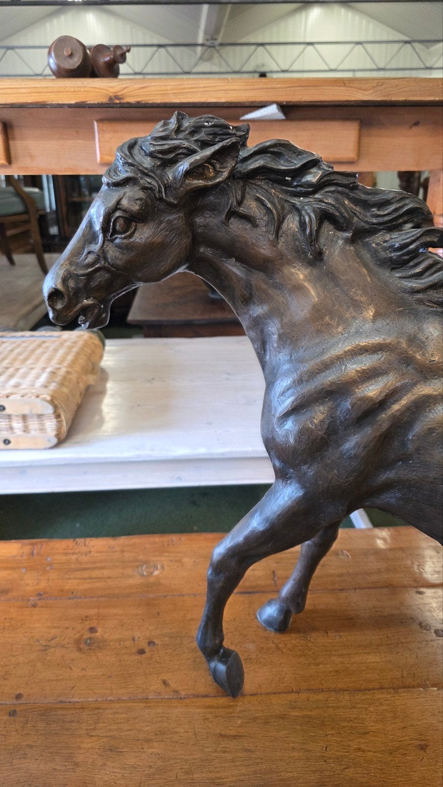 Groot antiek bronzen paarden beeld, Ophalen