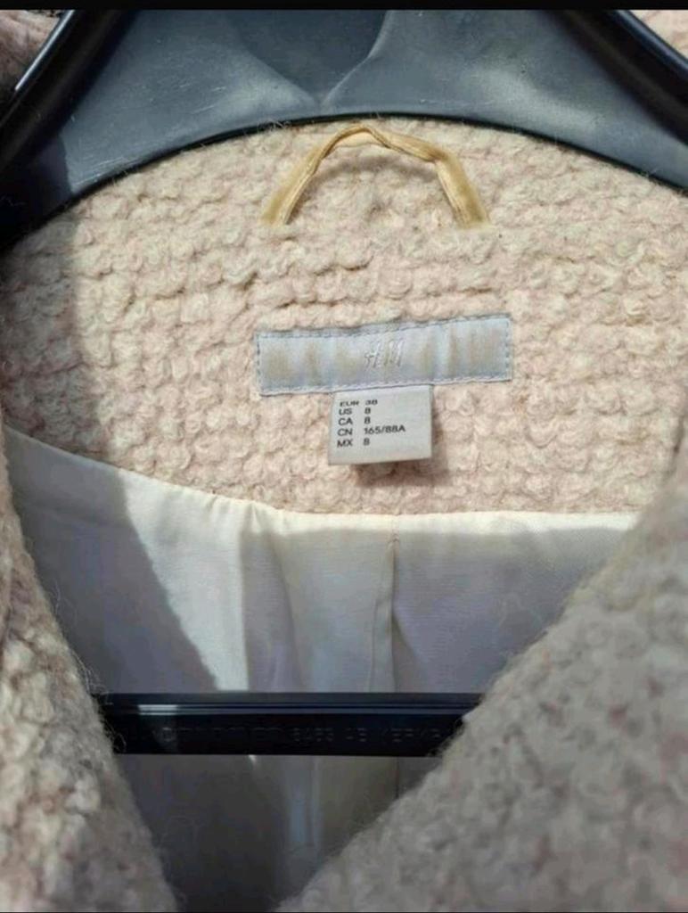 H&M beige wollen mantel jas maat M, Maat 38/40 (M), H&M, Beige, Ophalen of Verzenden