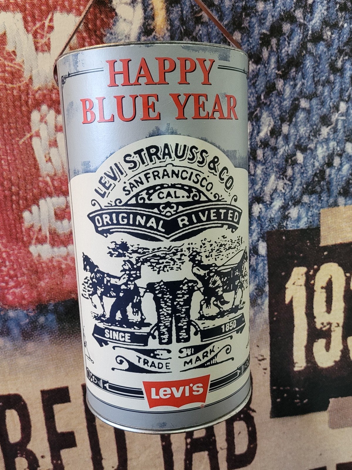 Vintage Levi's blik - Happy Blue Year, Ophalen, Gebruikt, Overige