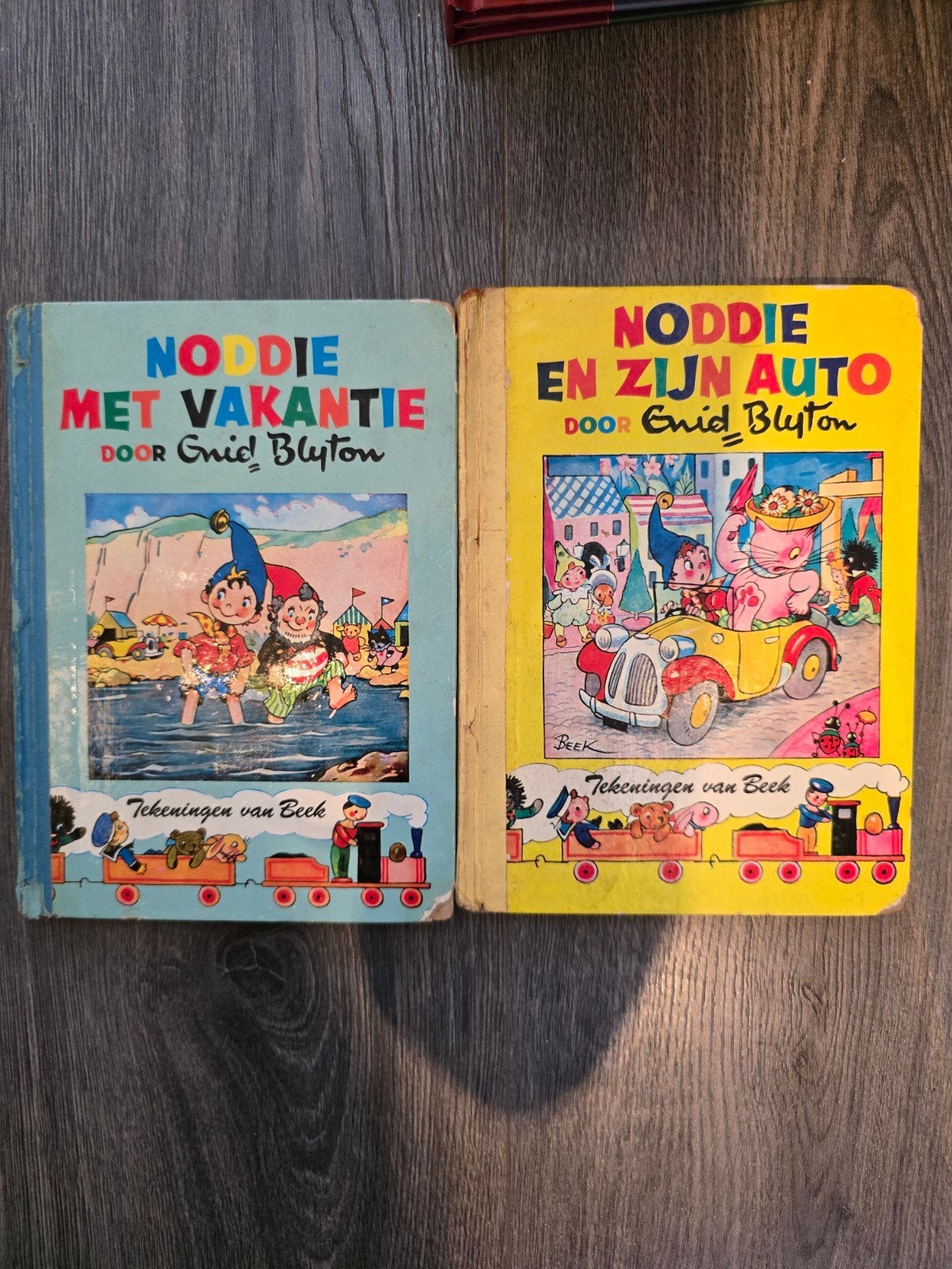 2 Noddy boeken vintage: Met Vakantie & En Zijn Auto - Enid B, Ophalen, Gelezen, Enid Blyton, Fictie algemeen