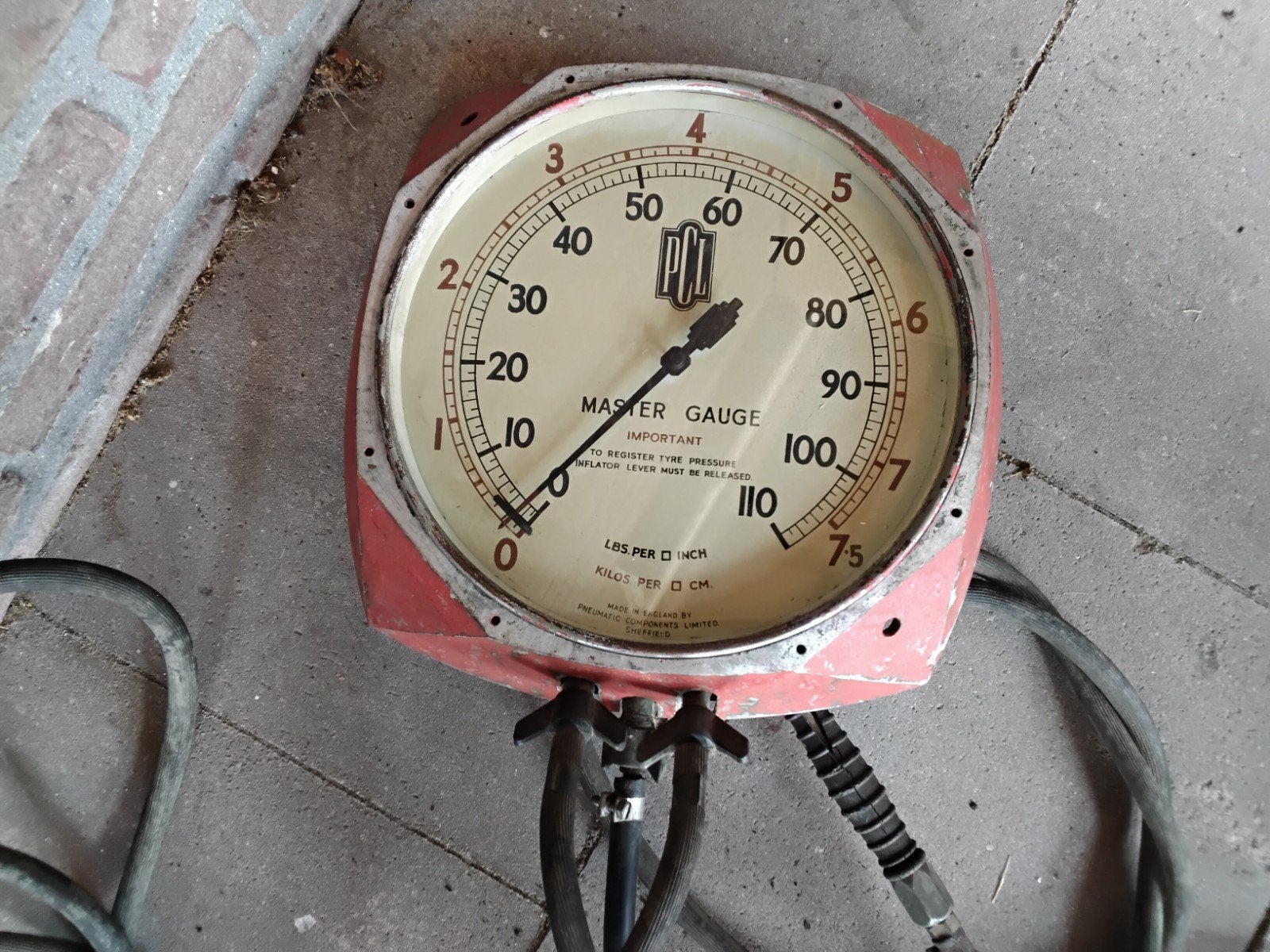 Vintage Pneumatic Components Master Gauge Bandenpomp, Auto diversen, Ophalen, Gebruikt