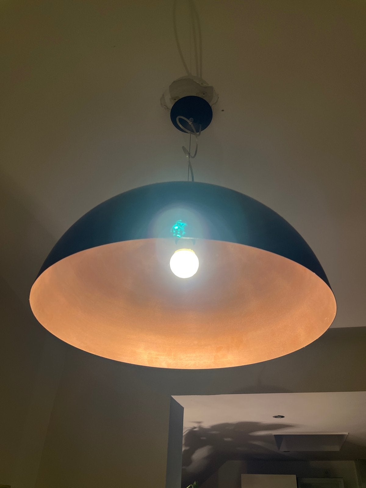 Grote hanglamp met koperen binnenkant, Ophalen, Gebruikt, Metaal, E27 (groot)