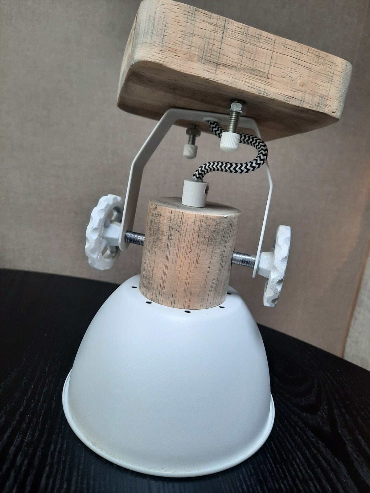 Wandspot Mexlite 7968W - Hout en Wit Metaal E27, Zo goed als nieuw, Overige merken, Wandspot, Wit