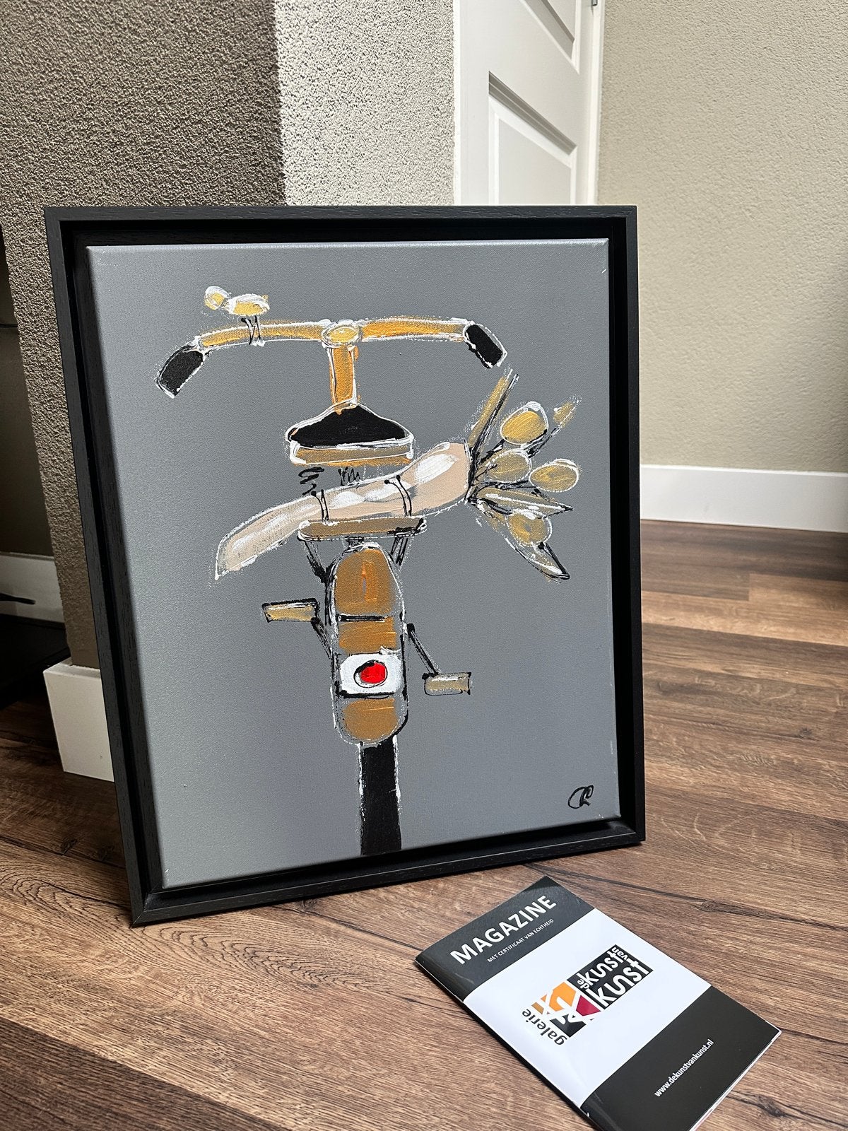 Mooi ingelijst schilderij van C.M. Leushuis met certificaat, Antiek en Kunst, Kunst | Schilderijen | Modern, Ophalen of Verzenden