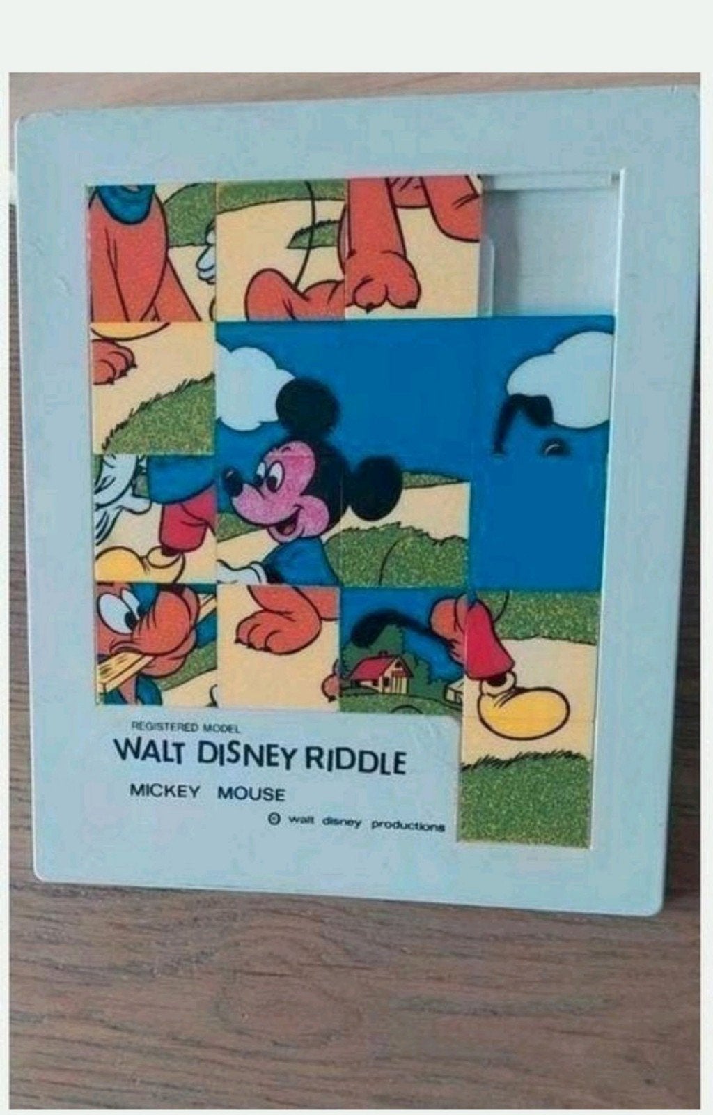 OUDE DISNEY RIDDLE SCHUIF-PUZZEL MICKEY MOUSE, Verzamelen, Overige Verzamelen, Ophalen of Verzenden, Gebruikt