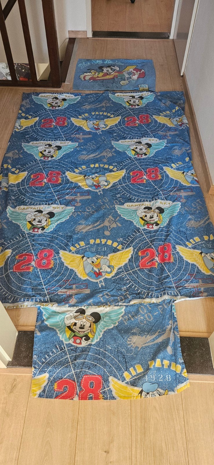 Mickey Mouse Dekbedovertrek - Eenpersoons, Huis en Inrichting, Gebruikt, Eenpersoons, Blauw, Dekbedovertrek