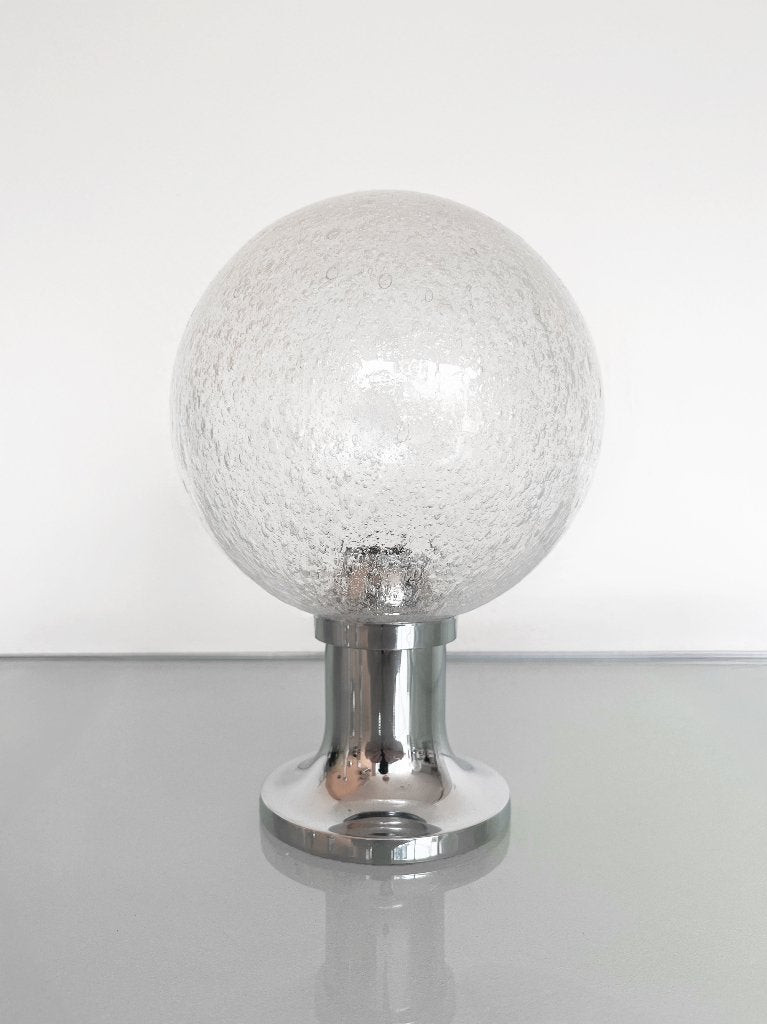 Vintage 70s Hillebrand bubbelglas tafellamp, Ophalen of Verzenden, Zo goed als nieuw, Glas