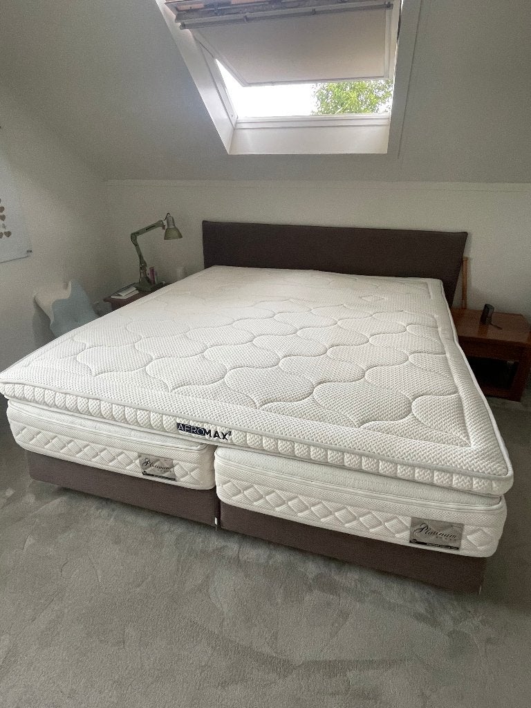 Auping 180 x 210 boxspring incl. matrassen en Aeromax topper, Ophalen, Gebruikt, 210 cm, Tweepersoons