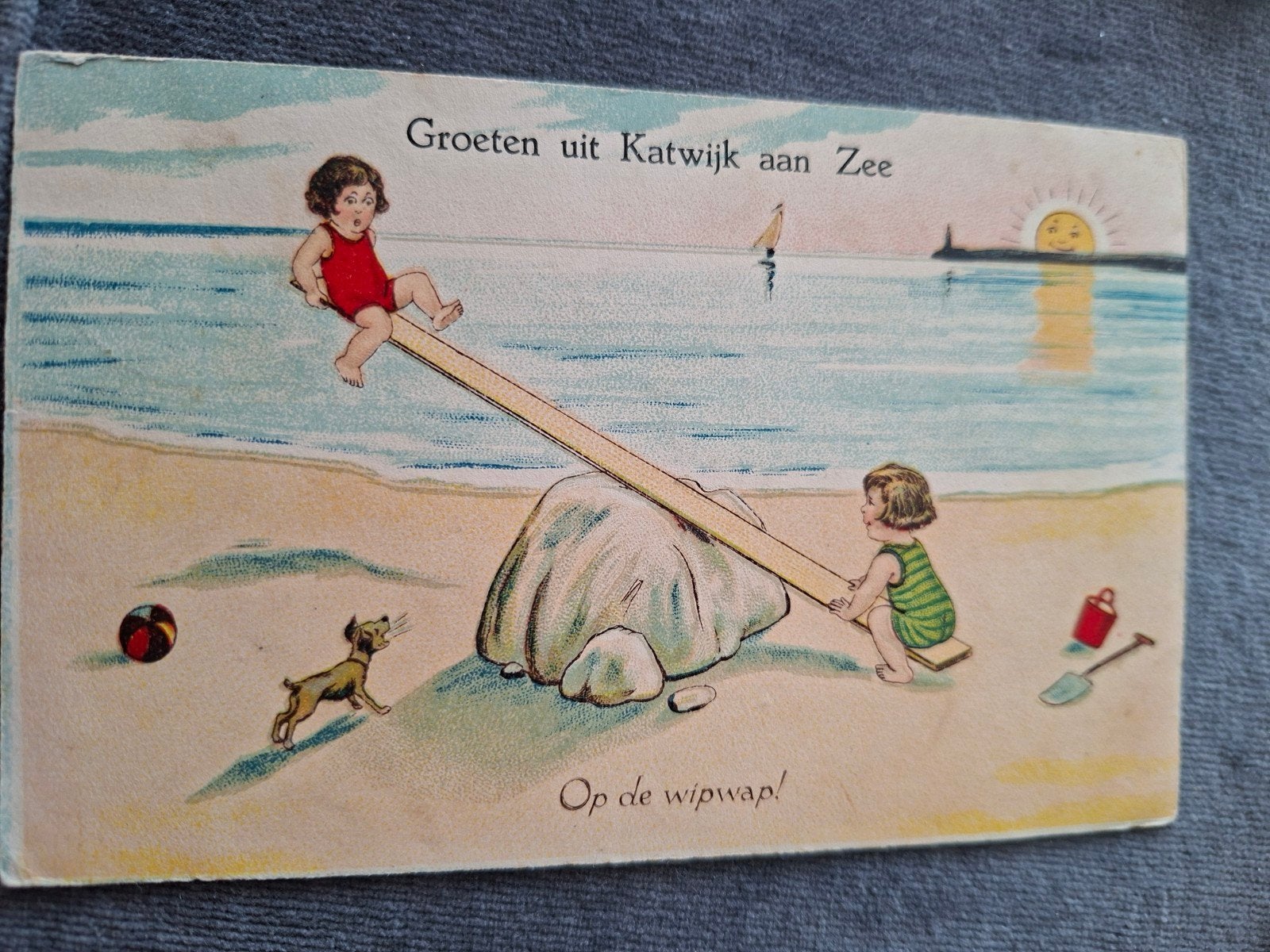Groeten uit Katwijk aan Zee, Op de wipwap!, Verzenden, 1940 tot 1960, Gelopen, Overige thema's