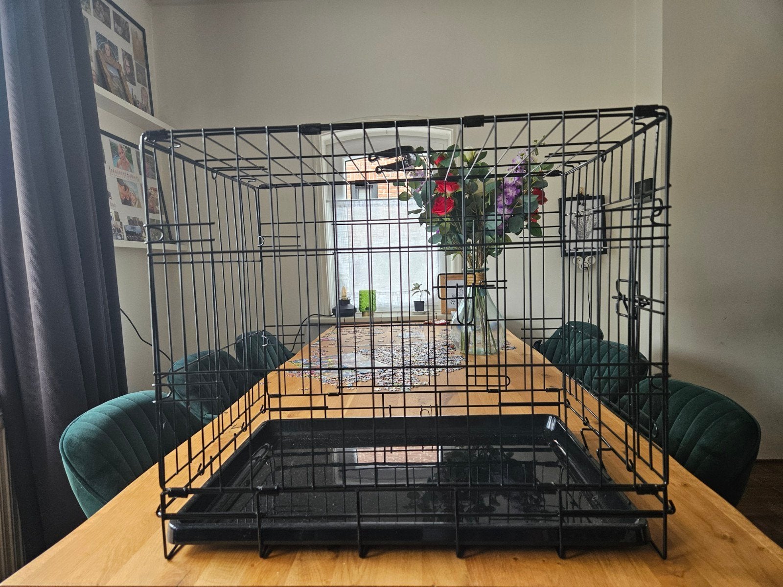Hondenbench zwart 62 x 44 x 50 cm, Dieren en Toebehoren, Ophalen, Zo goed als nieuw