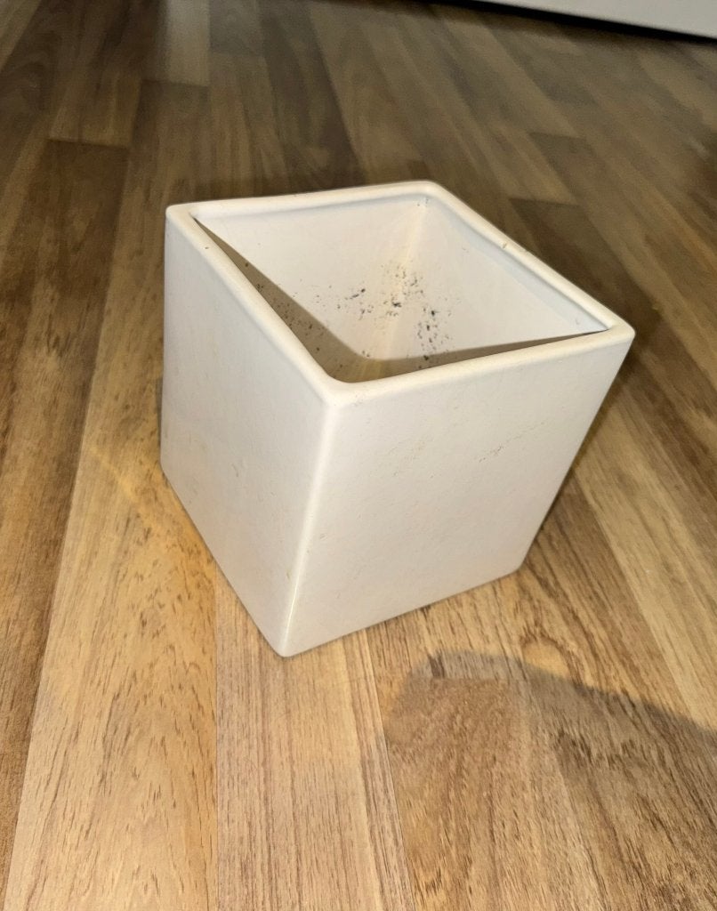 Bloempot 2 stuks wit witte vierkant vierkante kubus, Gebruikt, Verzenden, Vierkant, Binnen