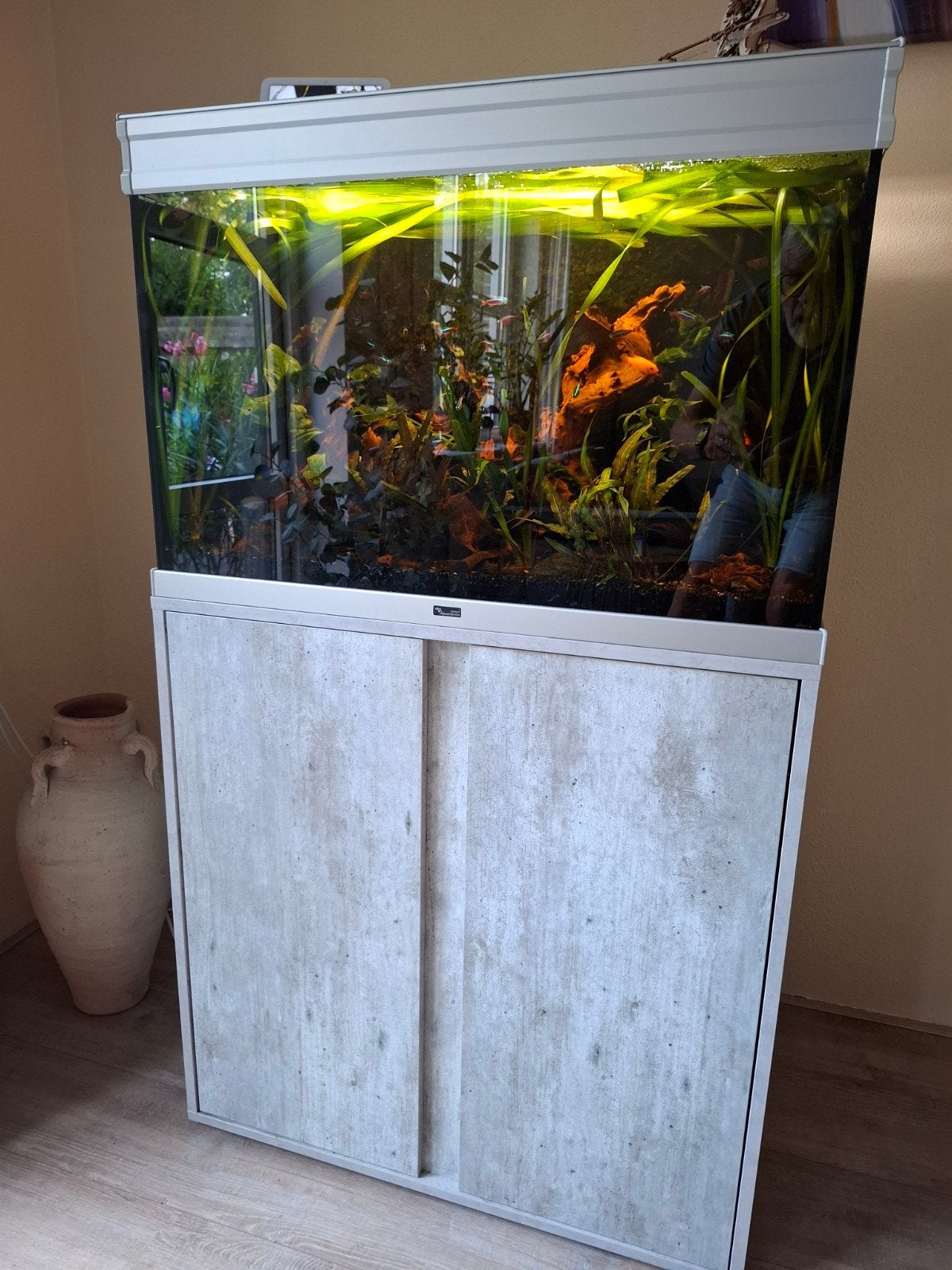 Aquatlantis Aquarium plus onderkast., Dieren en Toebehoren, Ophalen, Gebruikt, Aquatlantis, Gevuld zoetwateraquarium