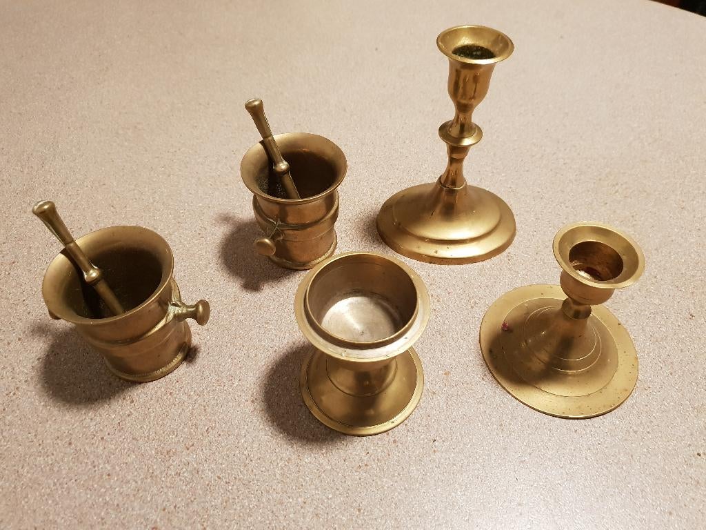 Messing kandelaars en miniaturen, Antiek en Kunst, Antiek | Koper en Brons, Ophalen of Verzenden, Brons