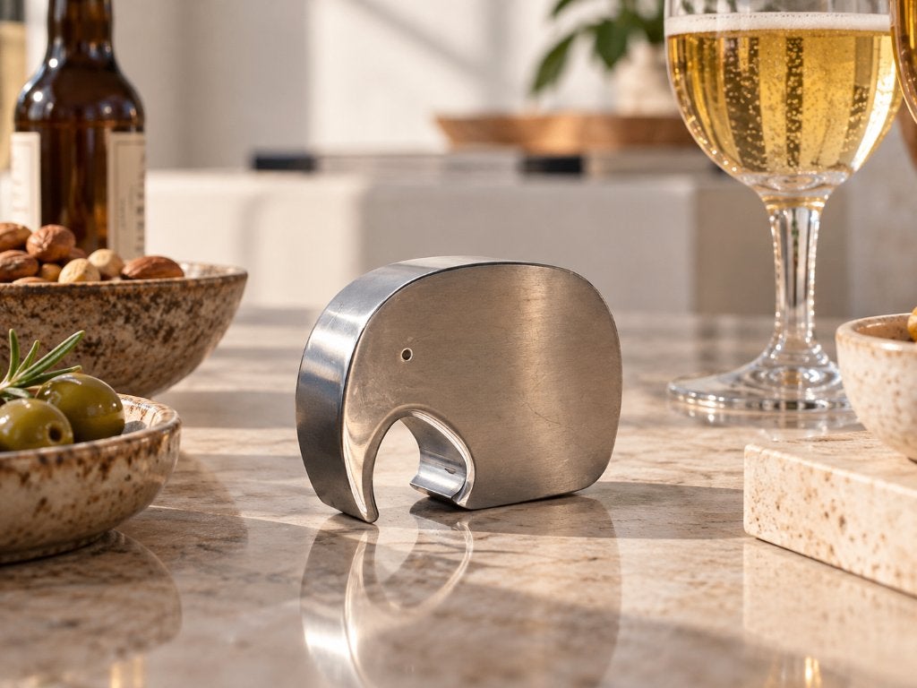 Royal Copenhagen design RVS olifant flessenopener, Gebruikt, Ophalen of Verzenden, Metaal, Scandinavisch