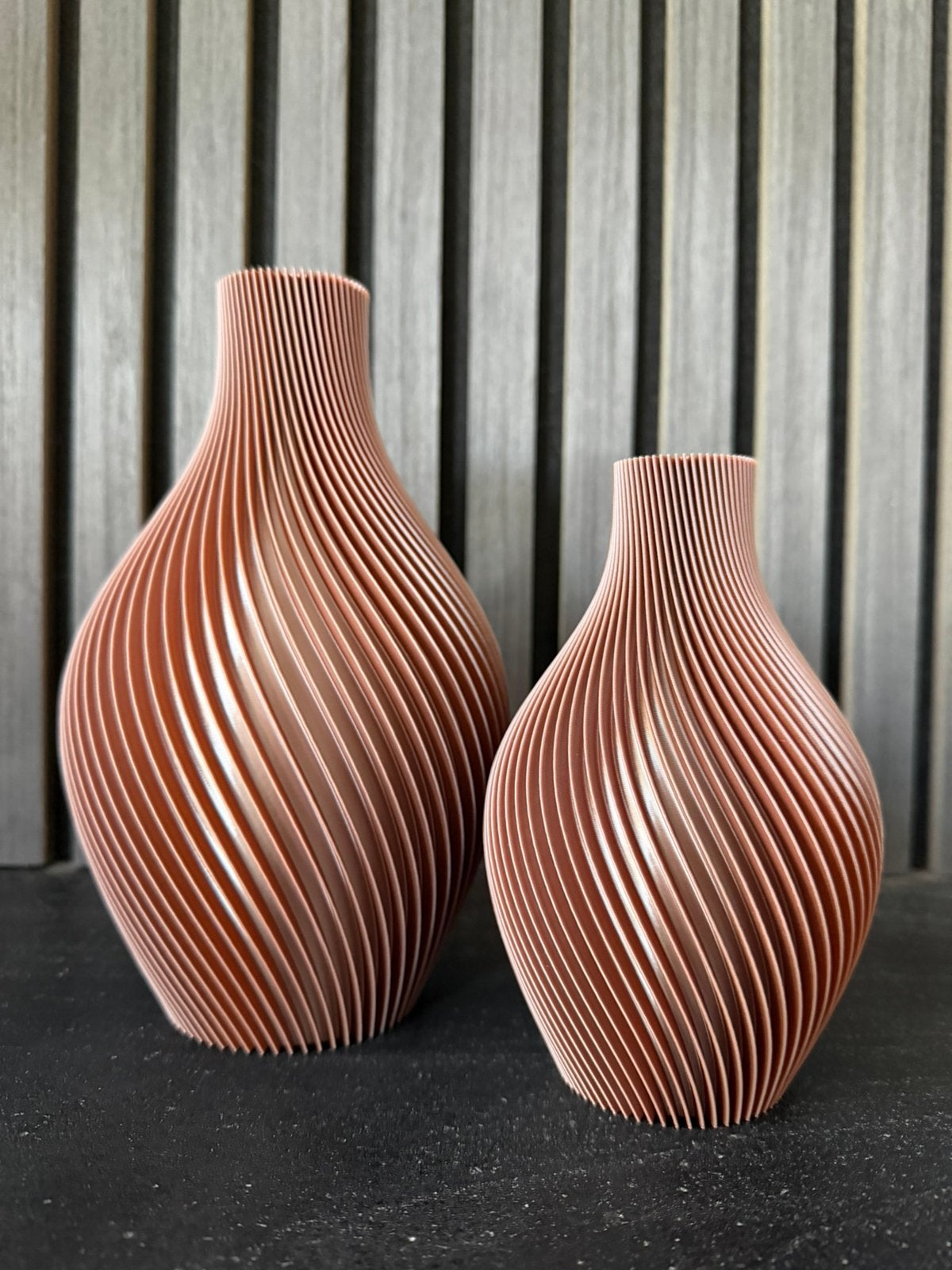 Vellura Designvaas – 15 & 20 cm – Uniek Spiraaldesign, Kunststof, Bruin, 3D-geprint, Nieuw