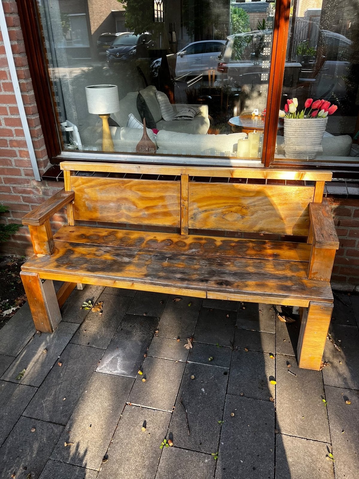Houten tuinbank gebruikt, Ophalen, Gebruikt, Hout