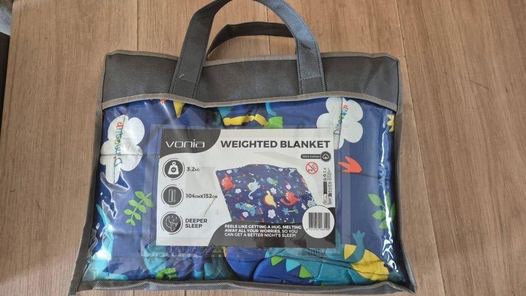 Verzwaringsdeken Kind 3.2 kg dino - Nieuw, Nieuw, Blauw, Deken, 152 cm