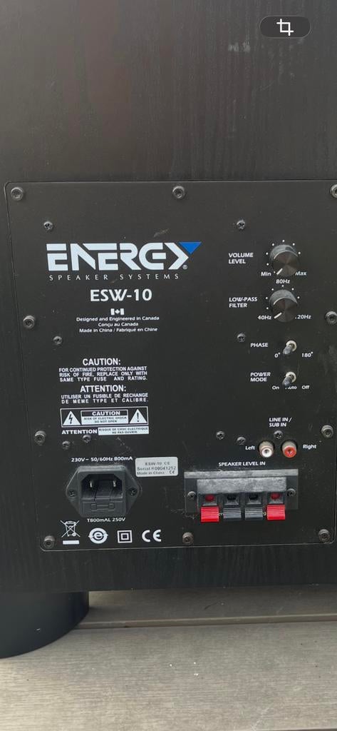 Energy ESW-10 subwoofer, Overige merken, Gebruikt, Subwoofer, Ophalen of Verzenden