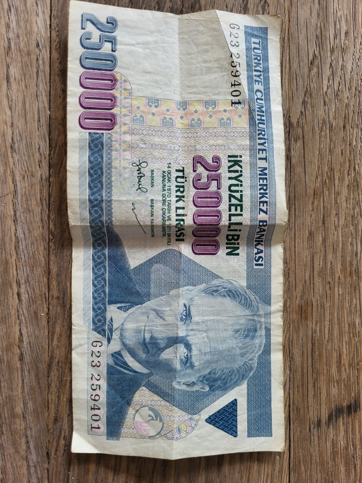 Zeldzaam 250.000 Turkse Lira biljet (oud), Ophalen of Verzenden, Los biljet