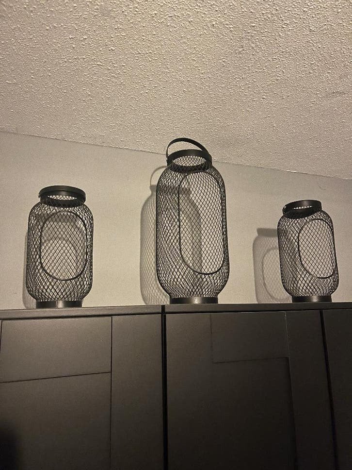 Zwarte Windlichten 3 stuks, Ophalen of Verzenden, Zo goed als nieuw