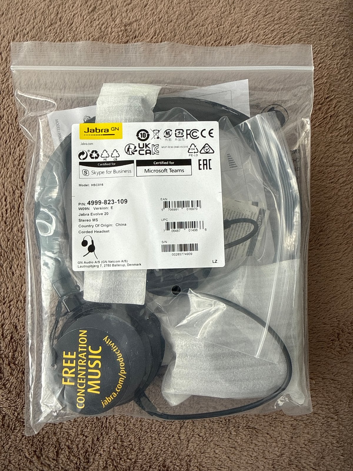 Jabra Evolve 20 Stereo MS Bedrade Headset, Nieuw, On-ear, Ophalen of Verzenden, Jabra
