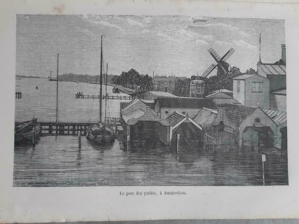 13 / Jachthaven van Amsterdam. Houtgravure uit 1884, Ophalen of Verzenden
