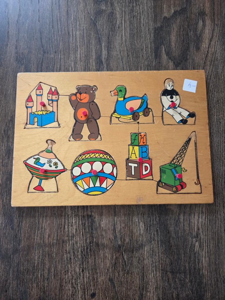 Jaren 70 peuterpuzzel, Kinderen en Baby's, Speelgoed | Kinderpuzzels, Gebruikt, Ophalen of Verzenden, Van hout, Minder dan 10 stukjes