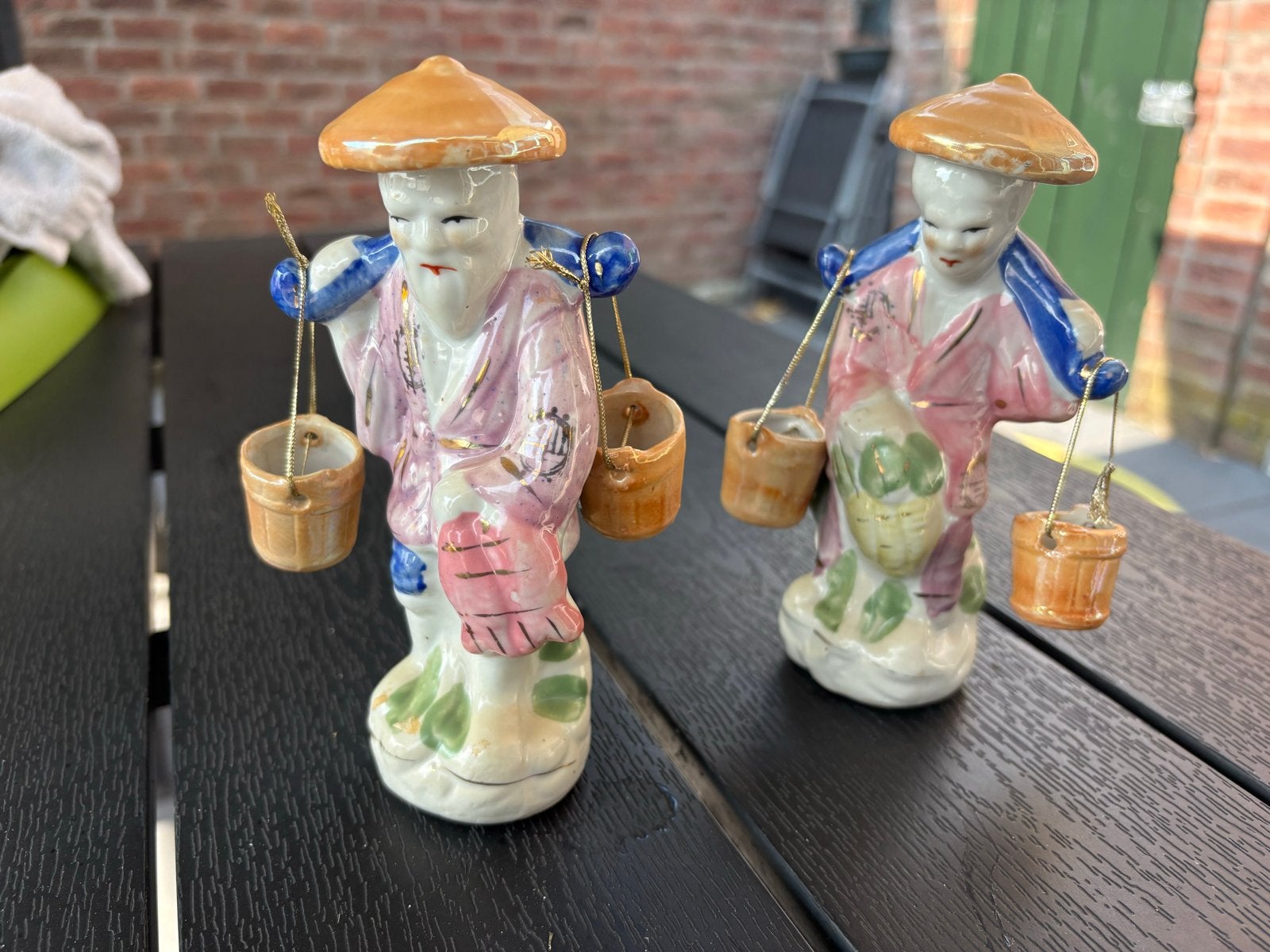 Set van 2 Vintage Aziatische Porseleinen Beeldjes, Antiek en Kunst, Antiek | Keramiek en Aardewerk, Ophalen of Verzenden