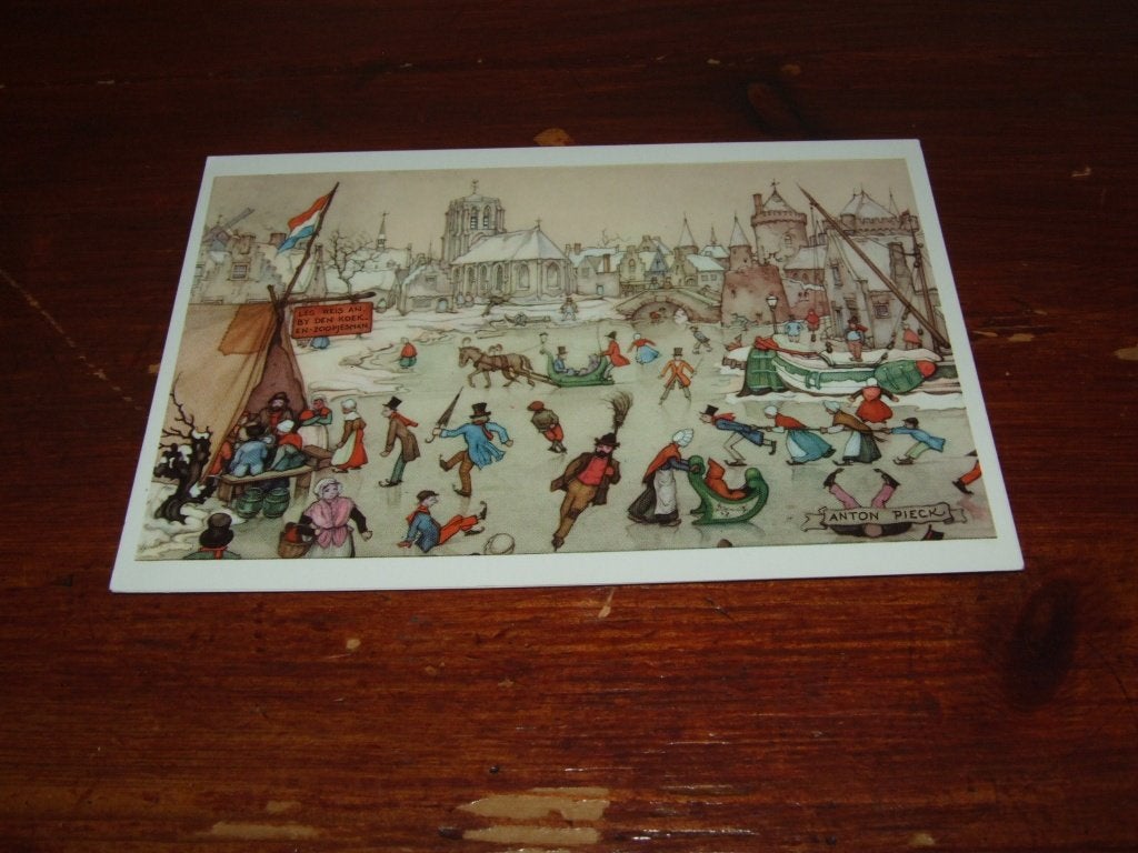 155- Anton Pieck Ansichtkaart - Wintertafereel Schaatsen, 1960 tot 1980, Gebruikt, Verzenden, Prent