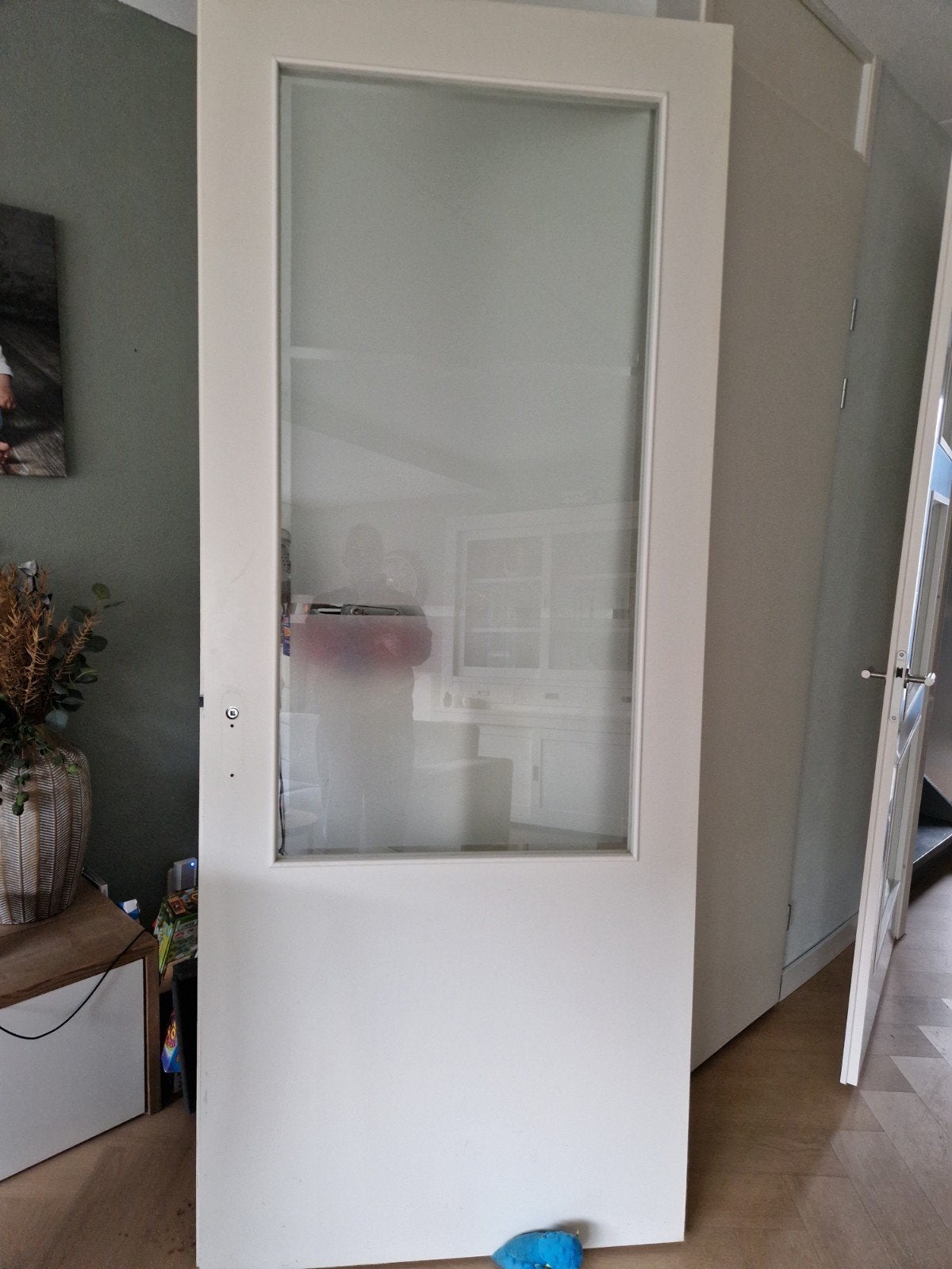 Opdek binnendeur met glas, 930x2315, linksdraaiend, Ophalen, Gebruikt, 80 tot 100 cm, 215 cm of meer