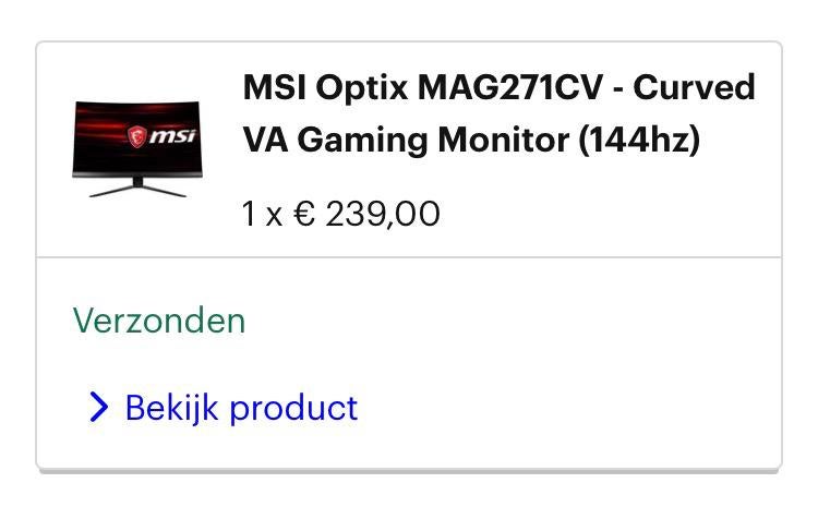 MSI gaming monitor, 101 t/m 150 Hz, Full HD, Zo goed als nieuw, HDMI