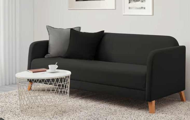 IKEA LINANÄS 3-zitsbank zwart/antraciet, Ophalen, Gebruikt, 150 tot 200 cm, Driepersoons