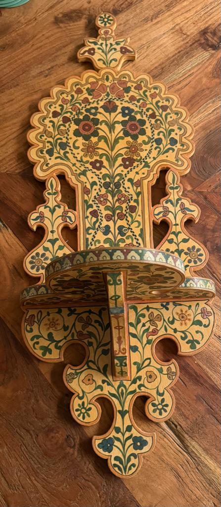 Marokkaans oosters arabisch wandplank handbeschilderd 69 cm, Verburgt Vintage, 25 cm, Oosters, Hout