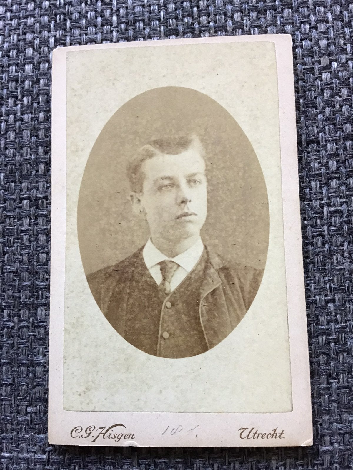 CDV, Jongeman, C.G. HISGEN, UTRECHT, Carte de Visite, Ophalen of Verzenden, Voor 1940, Gebruikt, Foto