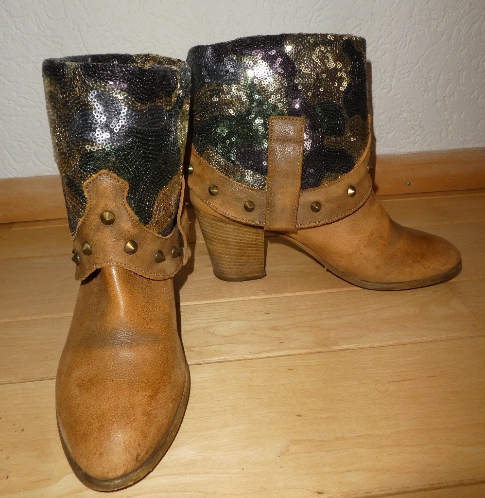 Area Forte western laarzen maat 40 camel leer pailletten, Kleding | Dames, Schoenen, Overige kleuren, Area Forte, Verzenden, Lage of Enkellaarzen
