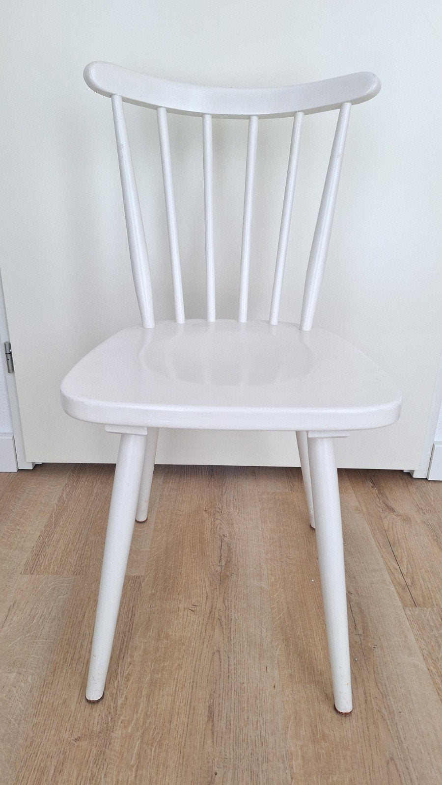 Mooie witte oude houten stoel eetkamerstoel, Ophalen, Gebruikt, Wit, Eén