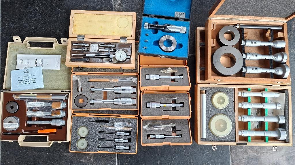 Mitutoyo driepunts binnenmicrometer, TESA, Deckel, Doe-het-zelf en Verbouw, Draaibanken, Gebruikt, Metaaldraaibank, Ophalen of Verzenden
